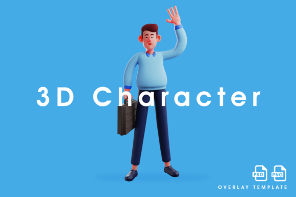 3D Cool Workman Cartoon Design Say Hi