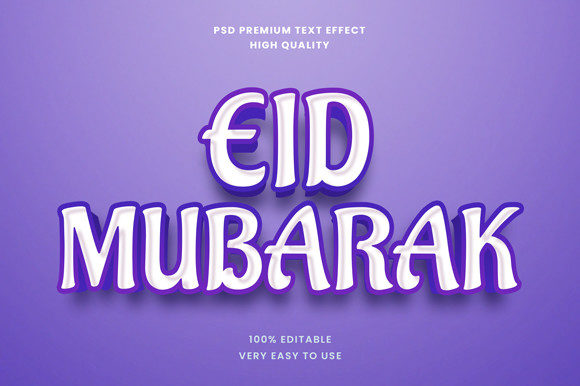 Eid Mubarak 3D Text Effect PSD Graphic: Elevate Your Holiday Designs with Ease