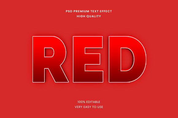 Red 3D Text Effect Mockup PSD Graphic