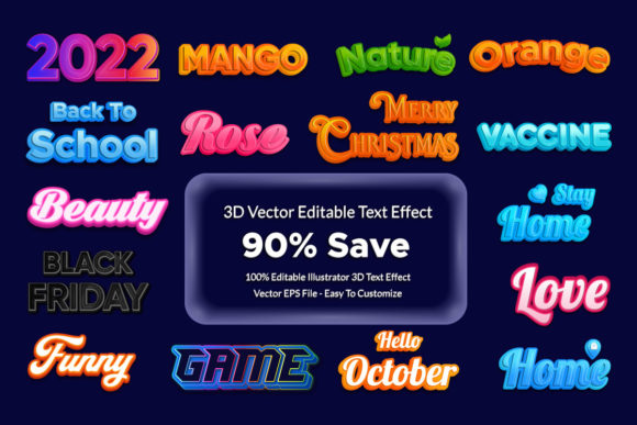 Transform Your Designs with the Vector 3D Editable Text Effect Design Bundle